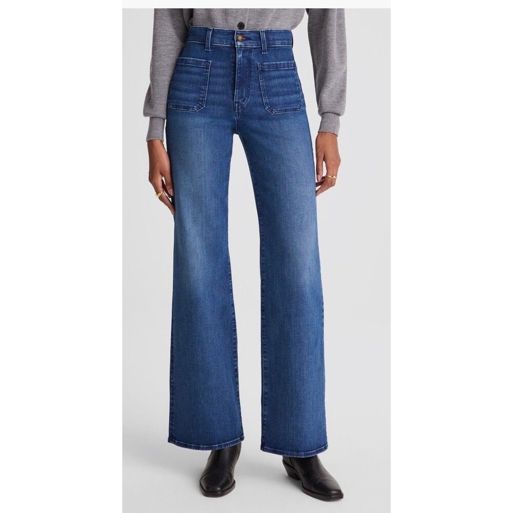 Madewell Emmy Patch Pocket High Rise Wide Leg Jeans Women’s 29 Blue Stretch